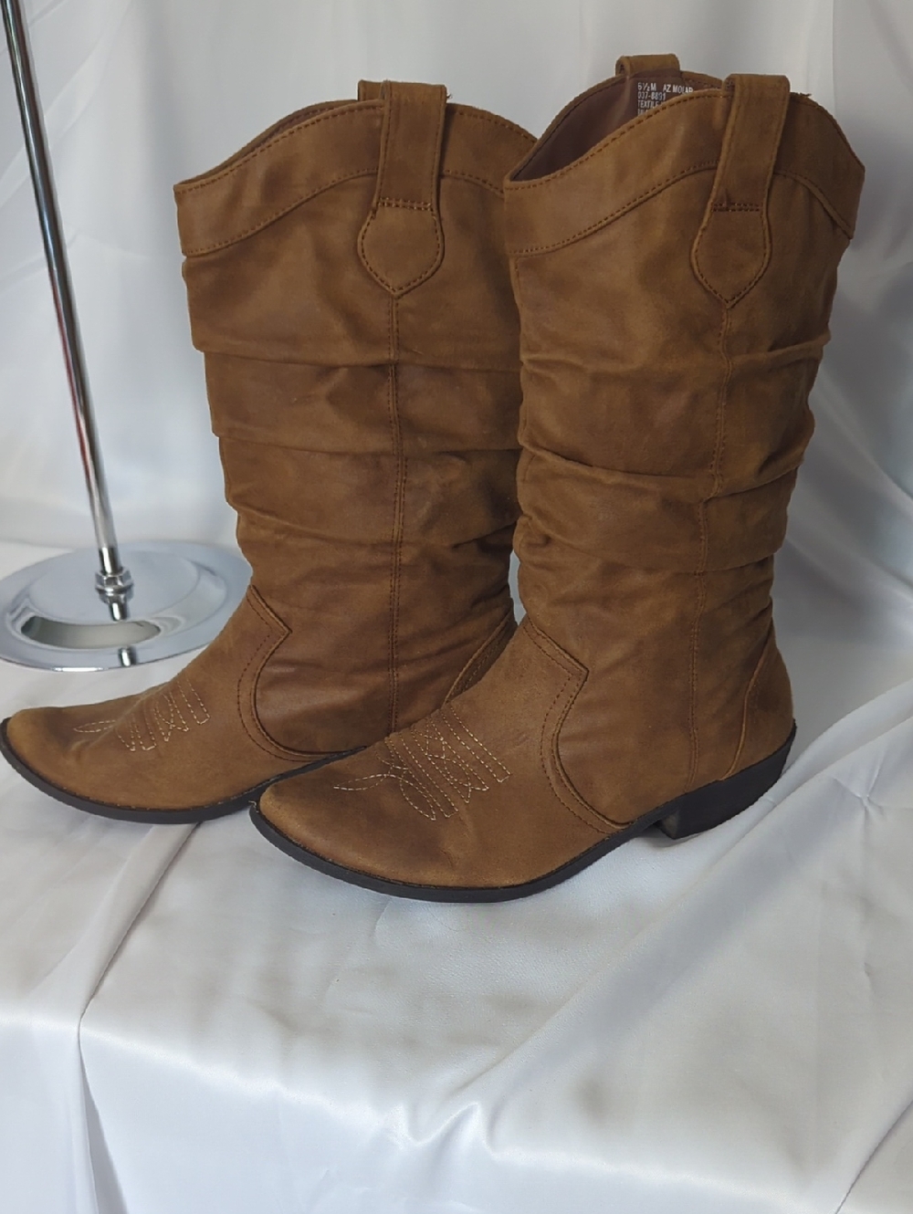 Source Unknown Brown Mid-Calf Slouchy Western Heeled Boots